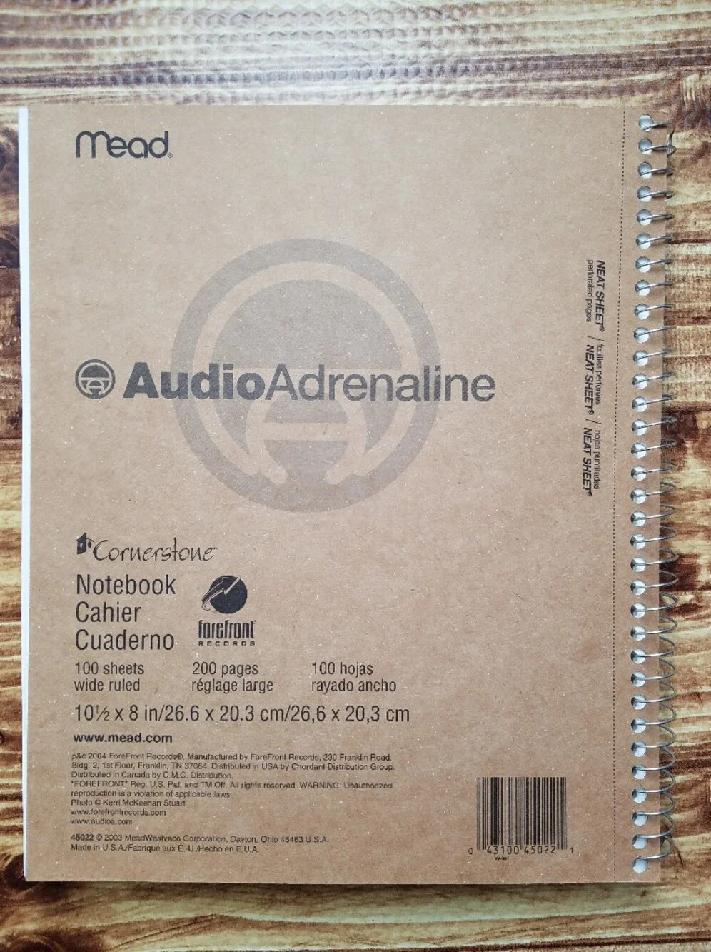 Audio Adrenaline Spiral Notebook Set Wide Ruled Sheets 2004 Christian Music Y2K